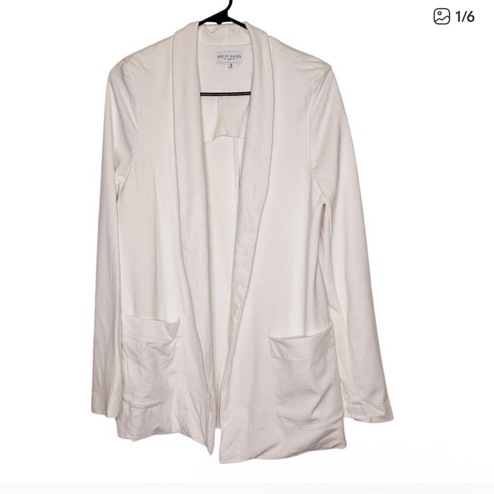 Ripley Rader Womens White Ponte Knit Oversized Blazer Size 3 M Basic Minimalist